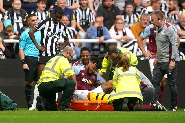Tyrone Mings picked up a serious-looking injury in the first half