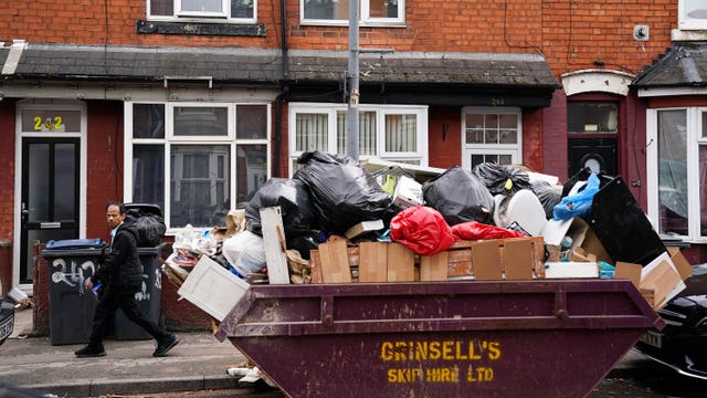 Uncollected refuse bags in the Sparkhill area 