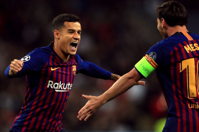 Philippe Coutinho celebrates Barcelona's opener