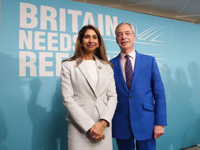 Suella Braverman and Reform UK Party leader Nigel Farage