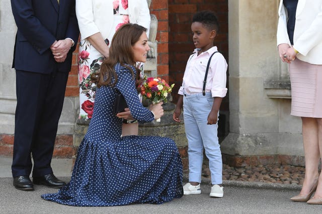 The Duchess of Cambridge meeting five-year-old Lawson Bischoff