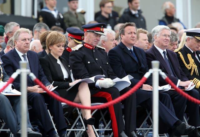 (Centre to right) First Minister Nicola Sturgeon, Lord-Lieutenant of Orkney Bill Spence, former prime minister David Cameron and former defence secretary Michael Fallon attend a service at Lyness Cemetery on the island of Hoy, Orkney, to mark the centenary of the Battle of Jutland in 2016