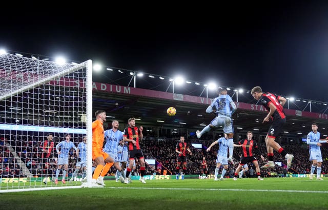 Dean Huijsen scoring the opening goal 