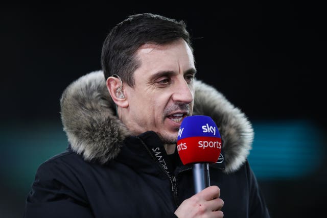 Gary Neville working for Sky Sports (Isaac Parkin/PA)