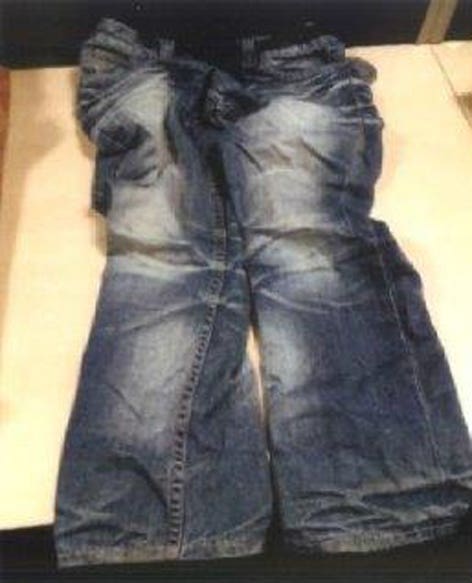 A pair of jeans found during the search 