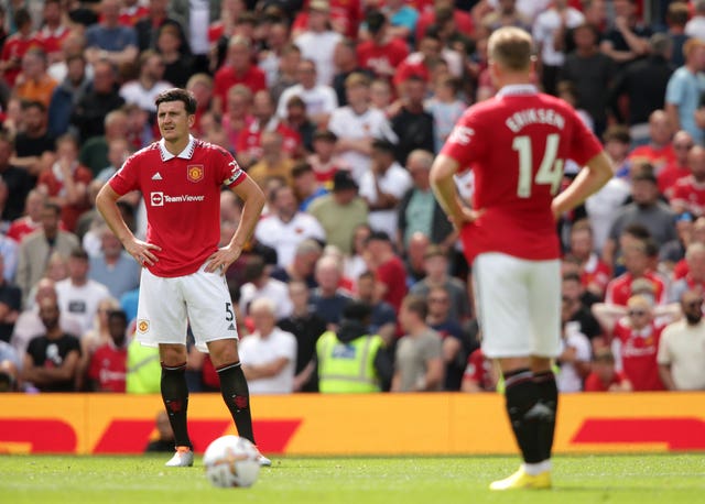 Harry Maguire, left, has struggled for game time with Manchester United this season