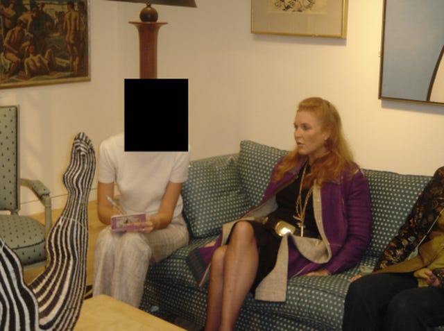 Handout photo of Sarah Ferguson (centre) released in the latest tranche of the Epstein files 