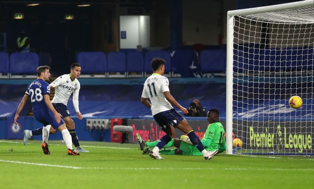 Anwar El Ghazi, left, scores the equaliser