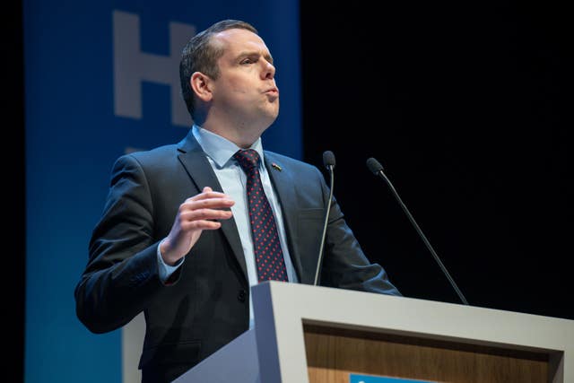 Douglas Ross speaking at Scottish Tory conference