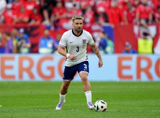 England’s Luke Shaw during the UEFA Euro 2024 quarter-final match against Switzerland