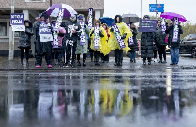 School staff on strike