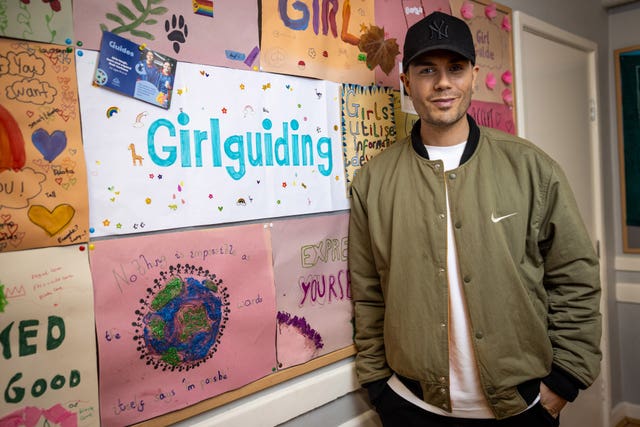 Max George meeting Guides and Rangers 