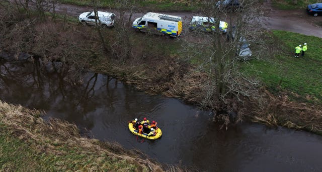 Members of a search and rescue team during the search operation