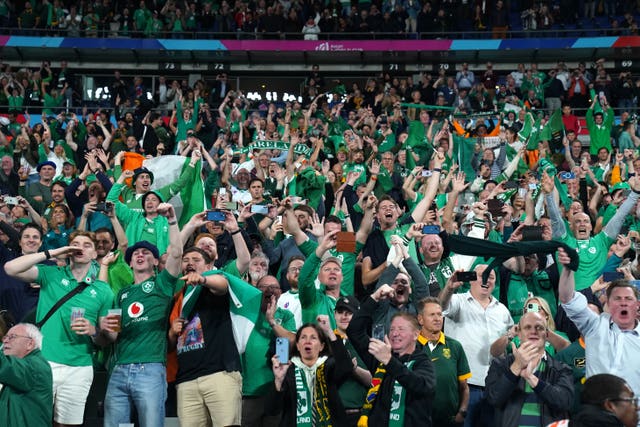 Ireland were backed by thousands of travelling fans at last year's Rugby World Cup in France