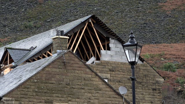 Roof damage in Stalybridge caused by Storm Gerrit