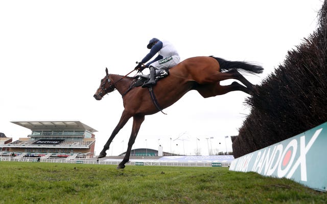 Clondaw Castle ridden by jockey Jonathan Burke clear a fence during the Betway Bowl Chase on Liverpool NHS Day of the 2021 Randox Health Grand National Festival at Aintree 