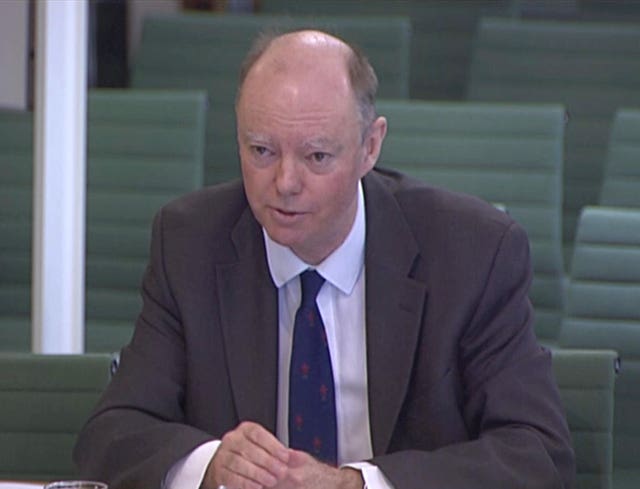 Chris Whitty giving evidence to MPs