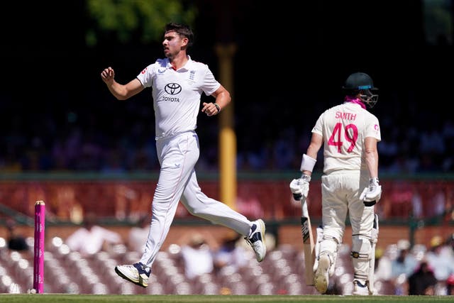 Josh Tongue leaps in the air after dismissing Steve Smith 