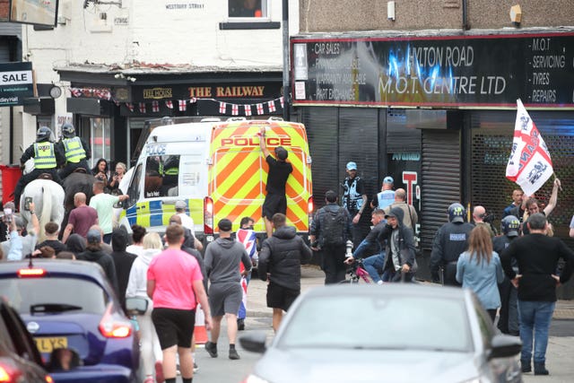 People protest in Sunderland city centre on August 2