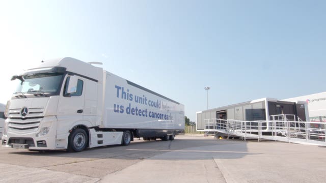 The truck where the Galleri Trial will take place (NHS England & NHS Improvement/PA)