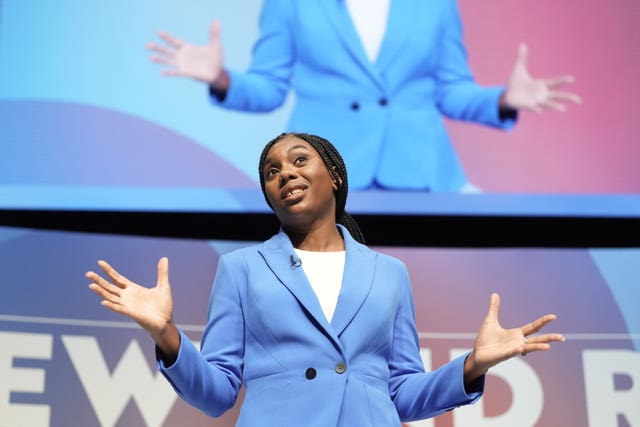 Kemi Badenoch addresses the Conservative Party Conference in Birmingham 