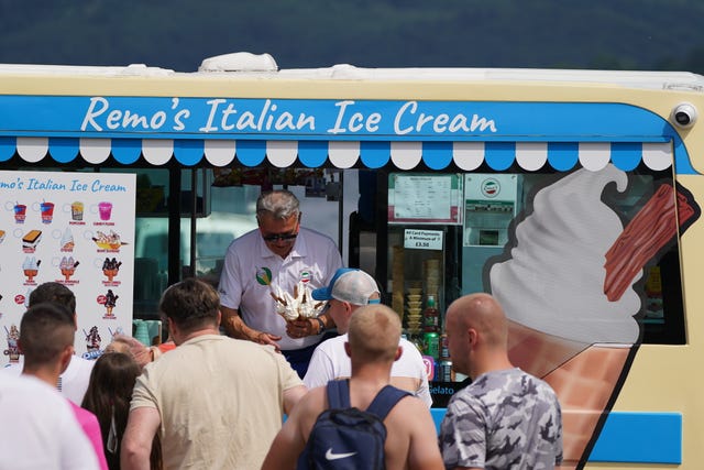People queuing for ice cream at Loch Lomond
