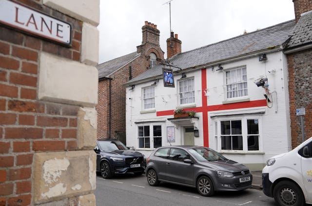 England flag painted across Wiltshire pub