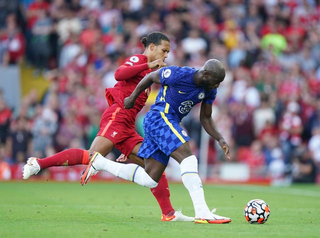 Lukaku in action for Chelsea against Liverpool