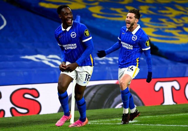 Danny Welbeck, left, celebrated his 50th Premier League goal of his career against West Ham