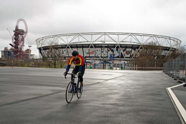 A cyclist near the Olympic Park