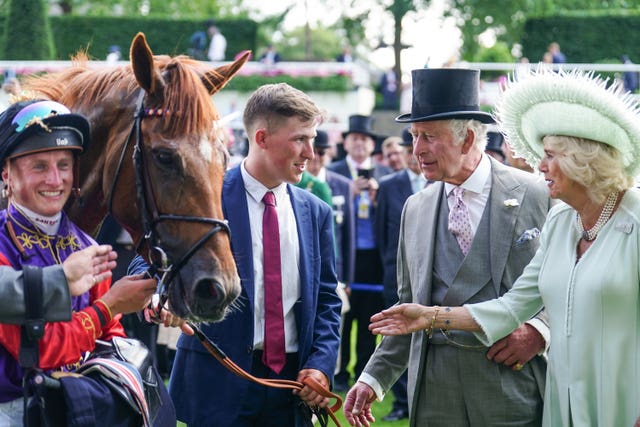 The King and Queen with Desert Hero at Royal Ascot