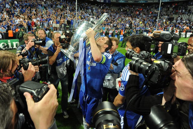 Chelsea’s Frank Lampard celebrates winning the UEFA Champions League