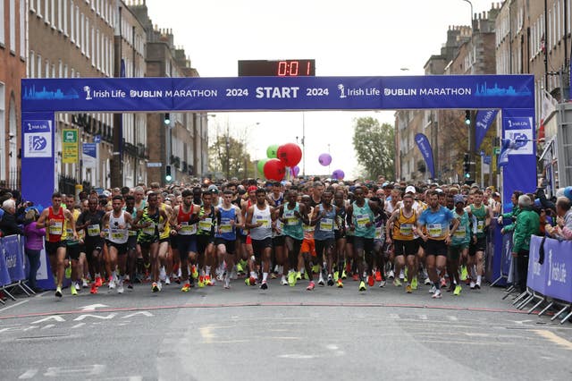 Runners at the start of the Irish Life Dublin Marathon