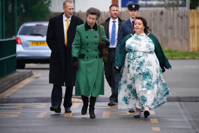 Anne with local chiefs on a visit to Lydney – Gloucestershire