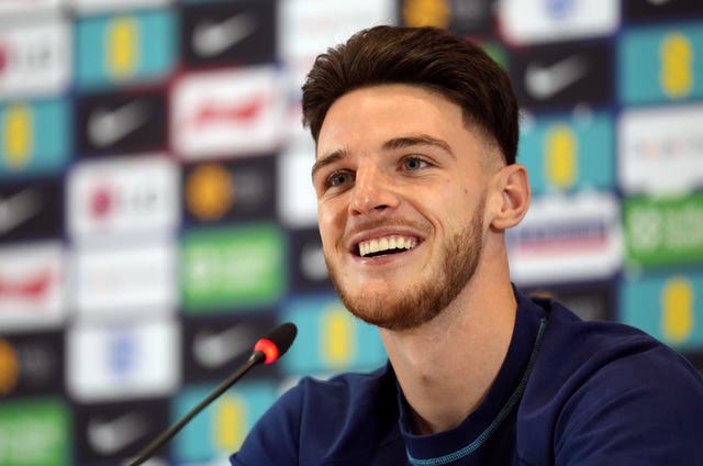 England’s Declan Rice during a press conference at Al Wakrah Sports Complex in Al Wakrah, Qatar