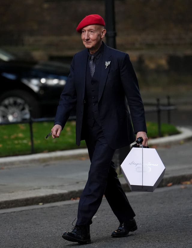 Stephen Jones arrives at 10 Downing Street, London, for a reception to mark 40 years of London Fashion Week. 