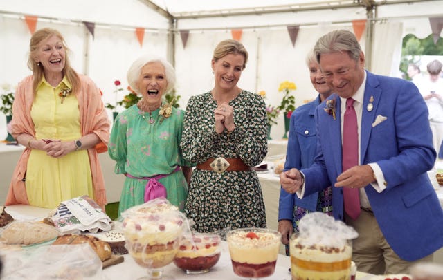 Dame Mary Berry and the Duchess of Edinburgh with Alan Titchmarsh in Windsor Great Park. 