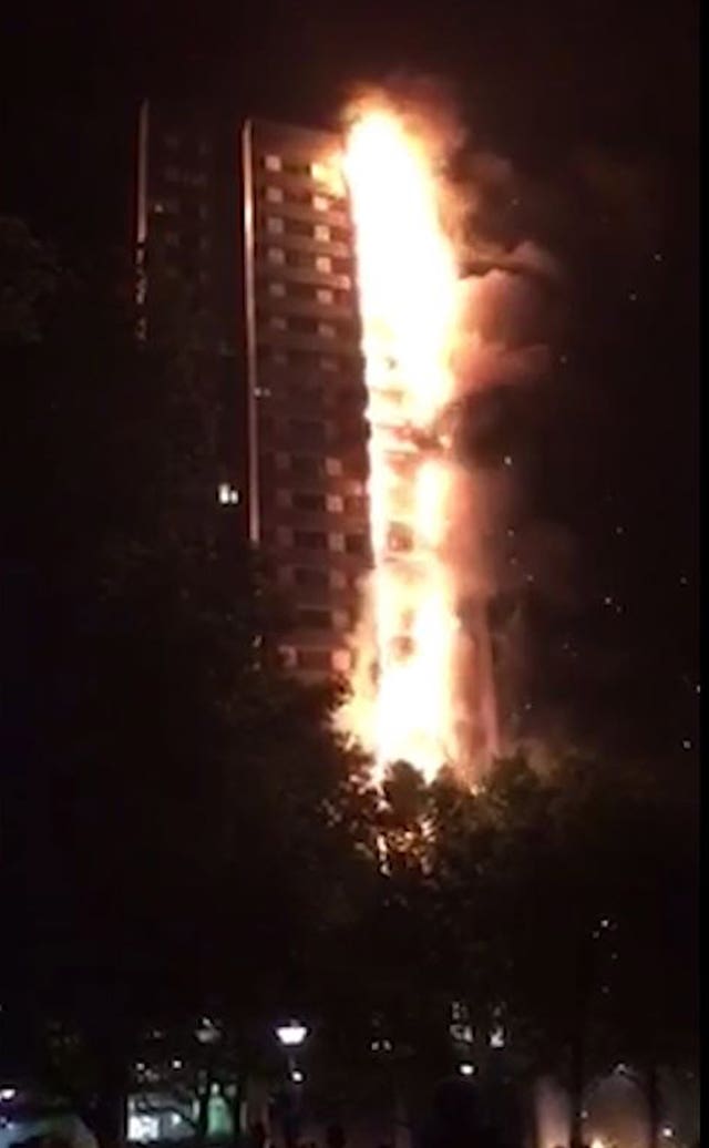 The fire which engulfed Grenfell Tower 