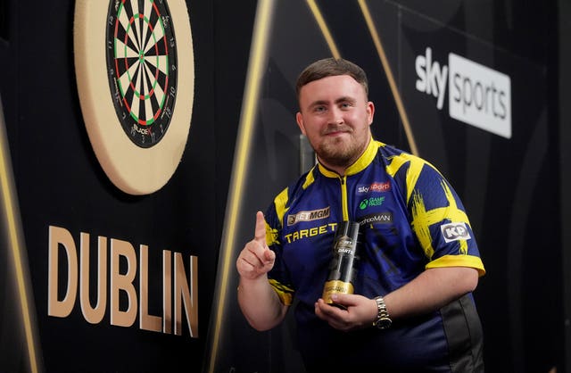 Luke Littler, pictured, celebrates after beating Gerwyn Price