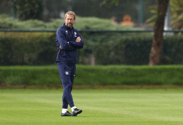 Chelsea manager Graham Potter during a training session