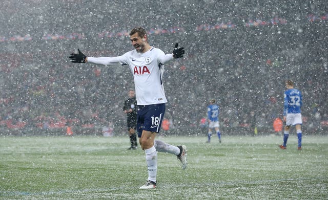 Fernando Llorente celebrates after completing his hat-trick 