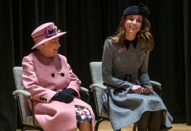 The Queen and Kate during a rare joint engagement - visiting King’s College London, where they opened Bush House. Paul Grover/Daily Telegraph