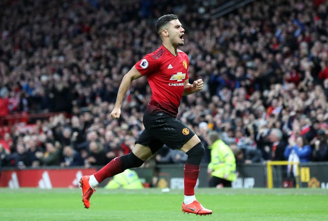 Pereira celebrates scoring his first Manchester United goal