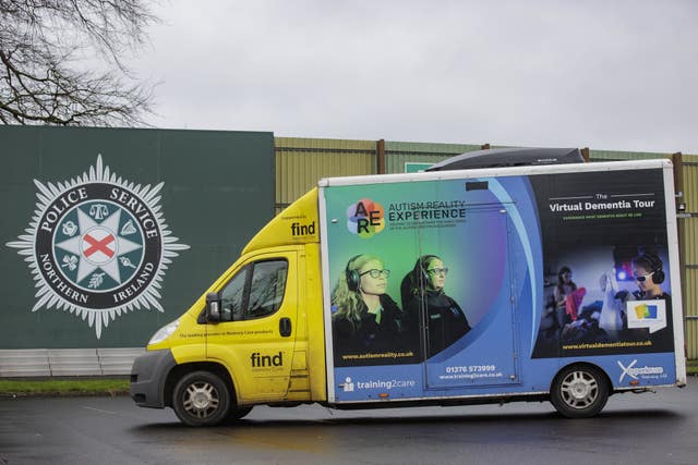 The Training2Care Autism Virtual Reality Experience vehicle at the PSNI College in Belfast 