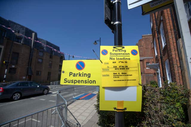 Parking suspension signs in Windsor (Steve Parsons/PA)