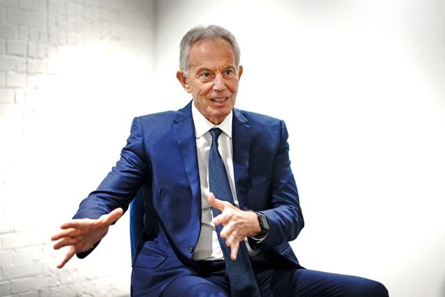 Former prime minister Sir Tony Blair at his offices in central London ahead of the 25th anniversary of the Good Friday Agreement 