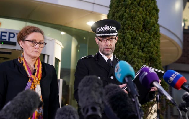 Assistant Chief Constable Peter Lawson (right) of Lancashire Police with Detective Chief Superintendent Pauline Stables (Owen Humphreys/PA) 