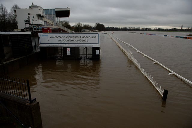 Floodwater at Worcester Racecourse