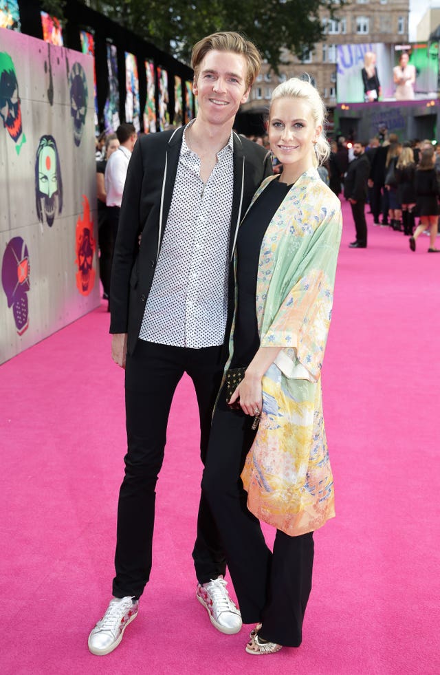 Poppy Delevingne and James Cook on the pink carpet at the Suicide Squad European Premiere in London