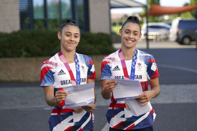 Jessica and Jennifer Gadirova celebrate